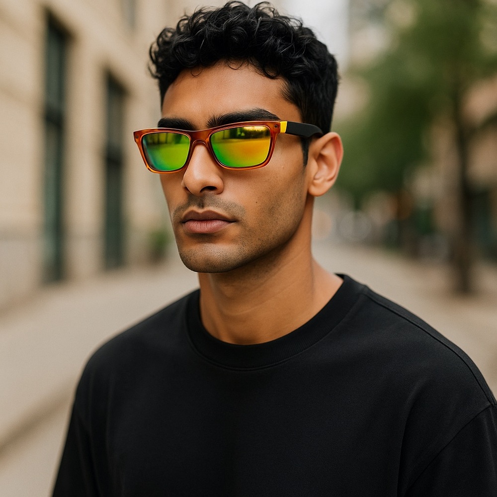 Stylish Mirrored Sunglasses Burnt Orange Yellow Color Retro Deadstock Unisex